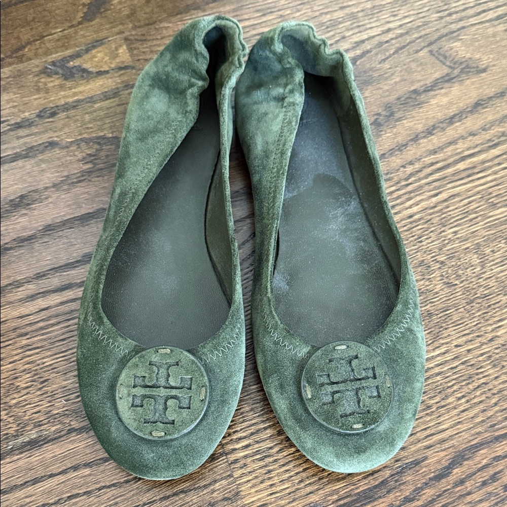 Tory Burch Olive Suede Flats
